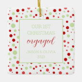 Minimale polka dot 1 foto eerste kerst ingeschakel keramisch ornament (Voorkant)