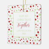 Minimale polka dot 1 foto eerste kerst samen keramisch ornament (Links)