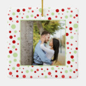 Minimale polka dot 1 foto eerste kerst samen keramisch ornament (Achterkant)