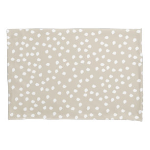 Minimale Polka Dot Beige en White Kussensloop
