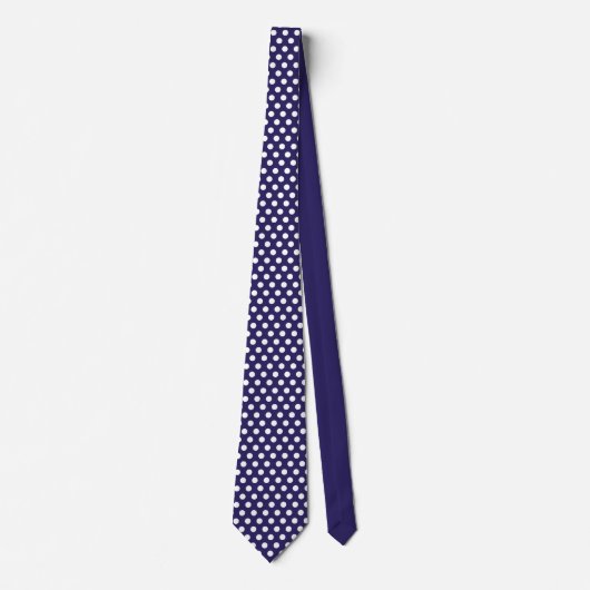 Minimale Polka Dots Patroon Indigo Blauw en Wit Stropdas (Voorkant)