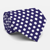 Minimale Polka Dots Patroon Indigo Blauw en Wit Stropdas (Opgerold)