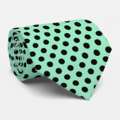Minimale Polka Dots Patroon Mint en Zwart Stropdas (Opgerold)
