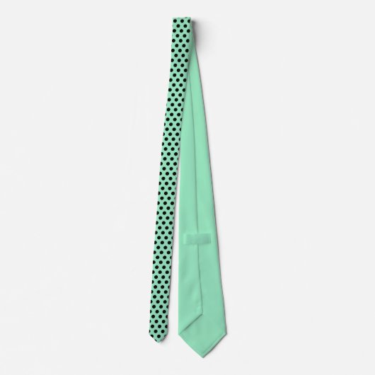 Minimale Polka Dots Patroon Mint en Zwart Stropdas (Achterkant)