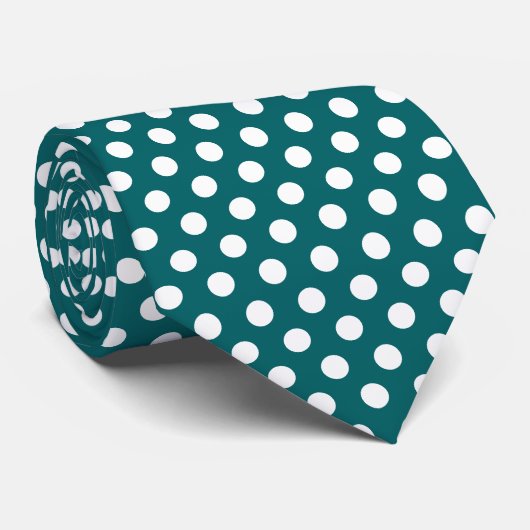 Minimale Polka Dots Patroon Oceaan Blauw en Wit Stropdas (Opgerold)