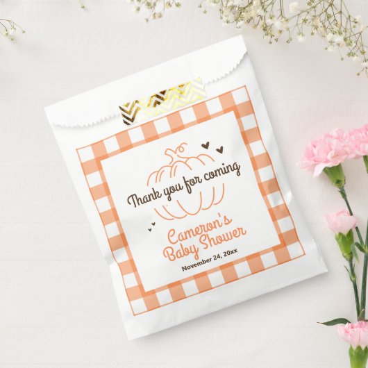 Minimale pompoen op weg naar aangepaste genderneut bedankzakje (Gezegeld)