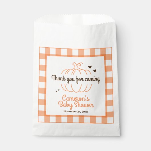 Minimale pompoen op weg naar aangepaste genderneut bedankzakje (Voorkant)