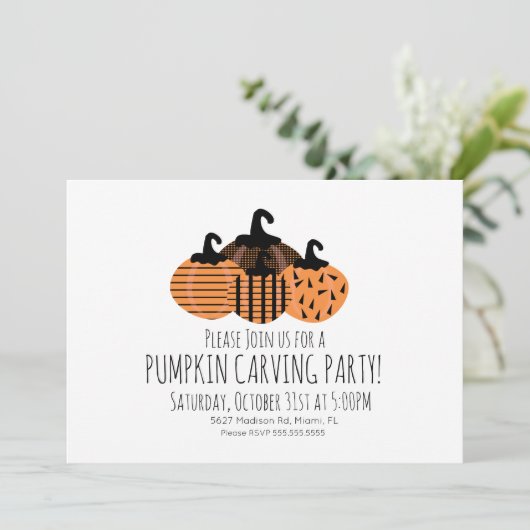 Minimale pompoencarving Geometrische pompoen Kaart (Staand voorkant)