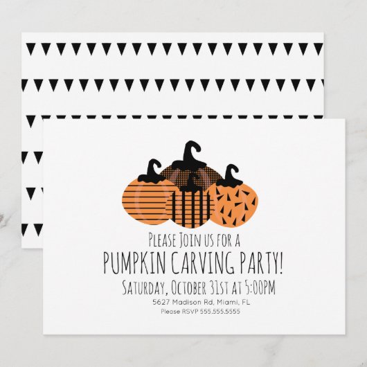 Minimale pompoencarving Geometrische pompoen Kaart (Voorkant / Achterkant)