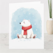 Minimale Poolbeer Winter Waterverf Kerst Kunst Kaart (Voorkant)