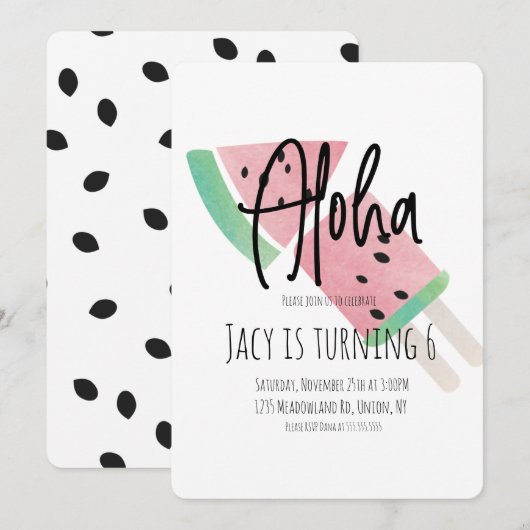 Minimale Pop Waterverf Watermeloen en Pop Kaart (Voorkant / Achterkant)