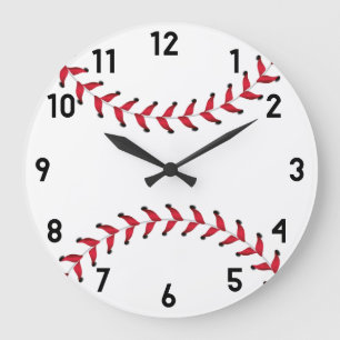 Minimale porty Red & White Baseball Decor Grote Klok