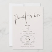 Minimale potlood in informeel script Cream Brown Save The Date (Voorkant)