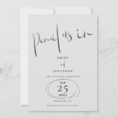 Minimale potlood in stijlvol script grijs save the date (Voorkant)