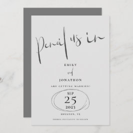 Minimale potlood in stijlvol script grijs save the date