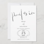 Minimale potlood in stijlvol Script White Save The Date (Voorkant)