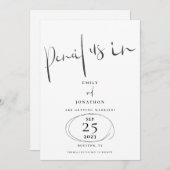 Minimale potlood in stijlvol Script White Save The Date (Voorkant / Achterkant)
