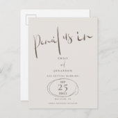 Minimale potlood is in bruine crème Bewaar de datu Aankondigingskaart (Voorkant / Achterkant)