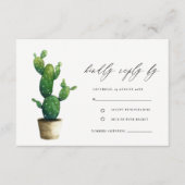 Minimale Potted Cactus Green Foliage Wedding RSVP Informatiekaartje (Voorkant)