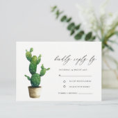 Minimale Potted Cactus Green Foliage Wedding RSVP Informatiekaartje (Staand voorkant)
