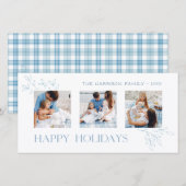 Minimale Prettige feestdagen Botanical 3-foto Bedankkaart (Voorkant / Achterkant)