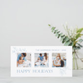 Minimale Prettige feestdagen Botanical 3-foto Bedankkaart (Staand voorkant)