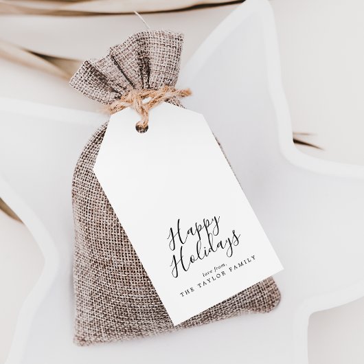 Minimale Prettige feestdagen Cadeaulabel