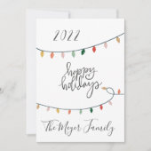 Minimale Prettige feestdagen kerstlampjes 4 Foto Feestdagenkaart (Voorkant)