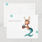 Minimale Prettige feestdagen met rendierzeemeermin (Voorkant / Achterkant)