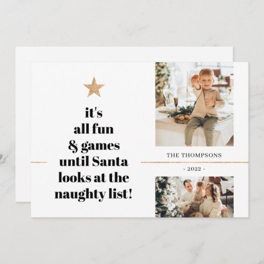 Minimale Prettige feestdagen Multi Photo Simple Feestdagenkaart (Voorkant / Achterkant)