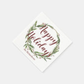 Minimale Prettige feestdagen Waterverf Pine Wreath Servet (Hoek)