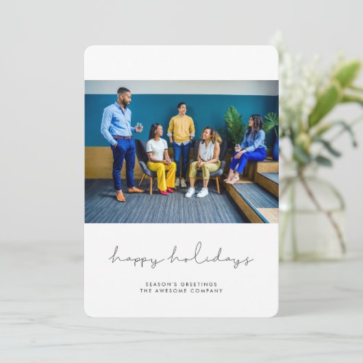 Minimale Prettige feestdagen zakelijke foto Feestdagenkaart (Staand voorkant)