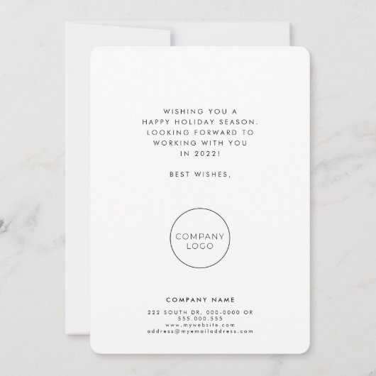 Minimale Prettige feestdagen zakelijke foto Feestdagenkaart (Achterkant)