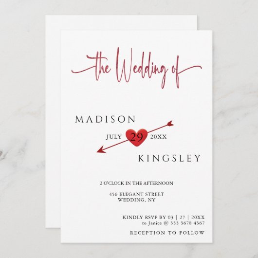 Minimale prijsbinding met Cupid Arrow Heart Floral Kaart (Voorkant / Achterkant)