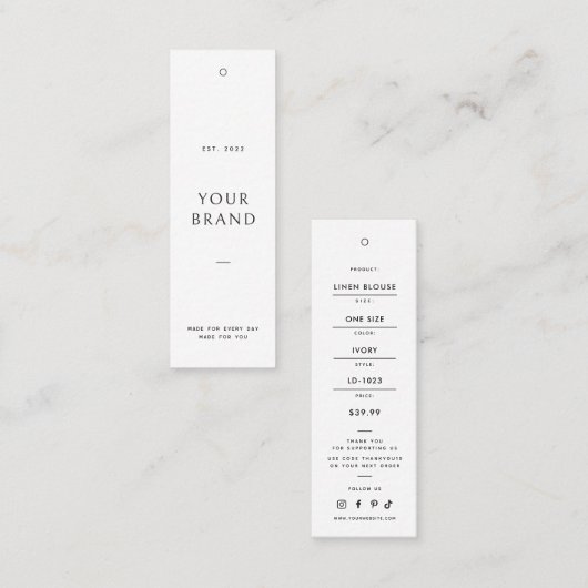 Minimale Prijslabel voor Kleding Mini Visitekaartje (Voorkant / Achterkant)