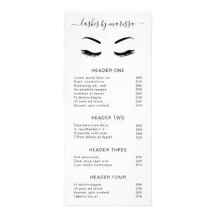 Minimale prijslijst met Beauty Salon Lashes Reclamekaart