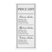 Minimale prijslijst met moderne legante lash-objec reclamekaart (Voorkant)