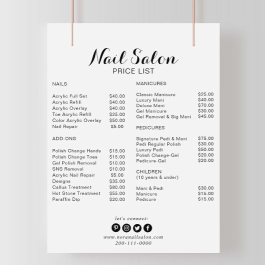 Minimale prijslijst voor nagelzalon