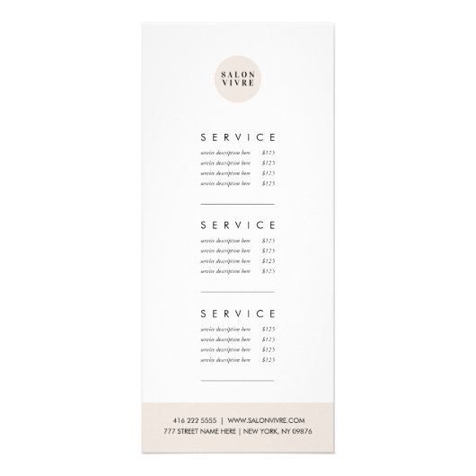 Minimale prijslijst voor zalon met moderne strepen reclamekaart (Achterkant)