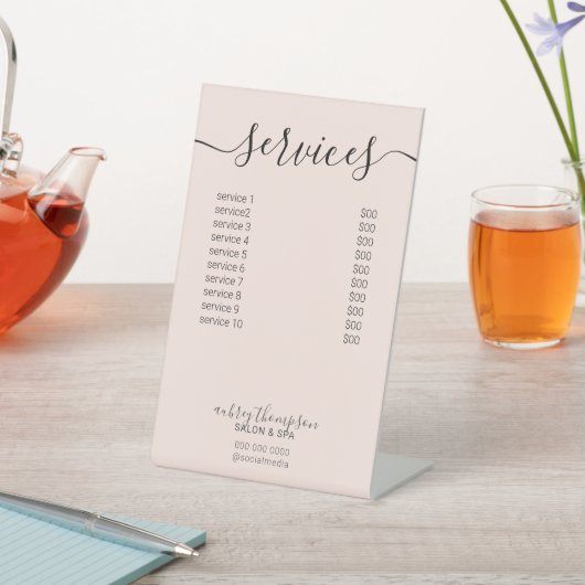 Minimale prijslijstservice reclamebord met voetstuk (Insitu)