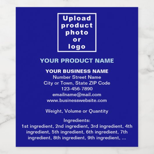 Minimale productinformatie op het etiket van blauw (Enkel label)
