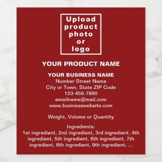 Minimale productinformatie op het etiket van rode  (Enkel label)