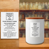 Minimale productinformatie op wit portret voedselcontainer etiket