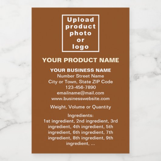 Minimale productinformatie over bruin klein formaa wijn etiket (Enkel label)