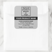 Minimale productteksten met een markering op grijs vierkante sticker (Tas)
