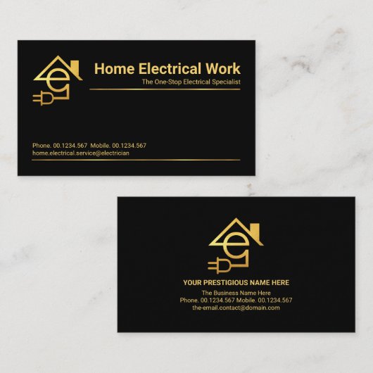 Minimale Professional Gold Line Electrical Visitekaartje (Voorkant / Achterkant)