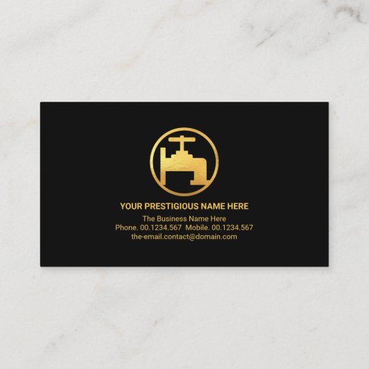 Minimale Professional Gold Line Plumber Visitekaartje (Achterkant)