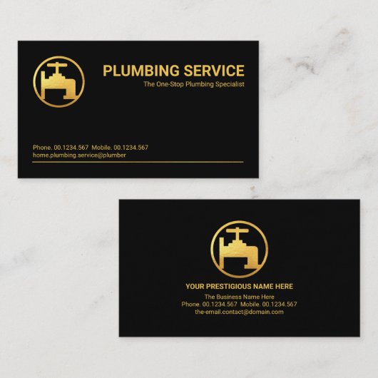 Minimale Professional Gold Line Plumber Visitekaartje (Voorkant / Achterkant)