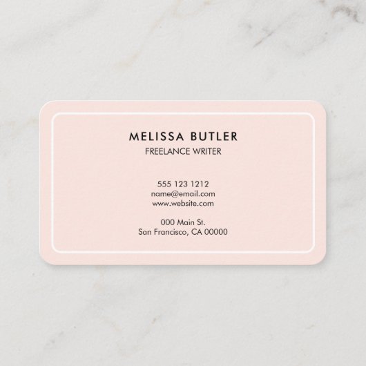 Minimale Professional Logo Blush Pink Visitekaartje (Achterkant)