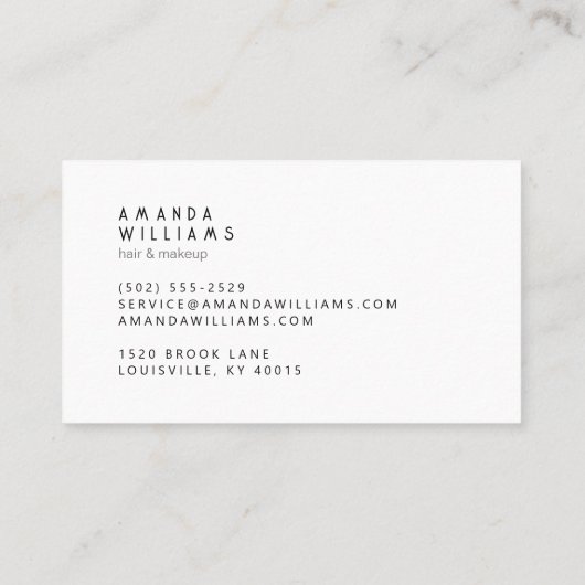 Minimale professional visitekaartje (Achterkant)